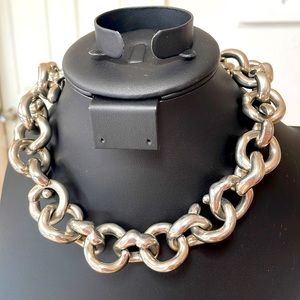 Giant Vintage Silver Metal Chunky Chain Necklace